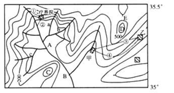 讀我國東部地區某地等高線地形圖完成下列各題