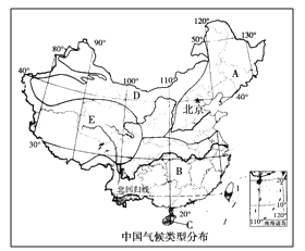 讀中國氣候類型分佈圖據此完成下列要求